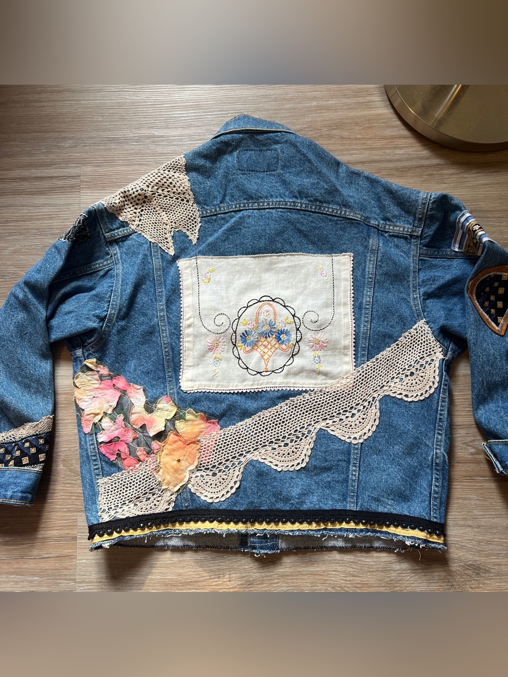 Vintage 80s 90s Custom Upcycled Levi’s Denim Trucker Jacket M/L USA patch ooak - Picture 2 of 14
